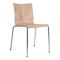 Stylish beige chair with a sleek, smooth finish and chrome legs, ideal for modern home decor.