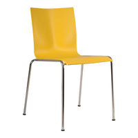 Bright yellow chair with a textured, wavy pattern and sleek chrome legs, perfect for modern spaces.