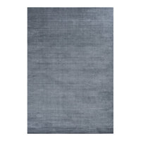 Soft blue-gray area rug with subtle horizontal stripes, perfect for modern decor.