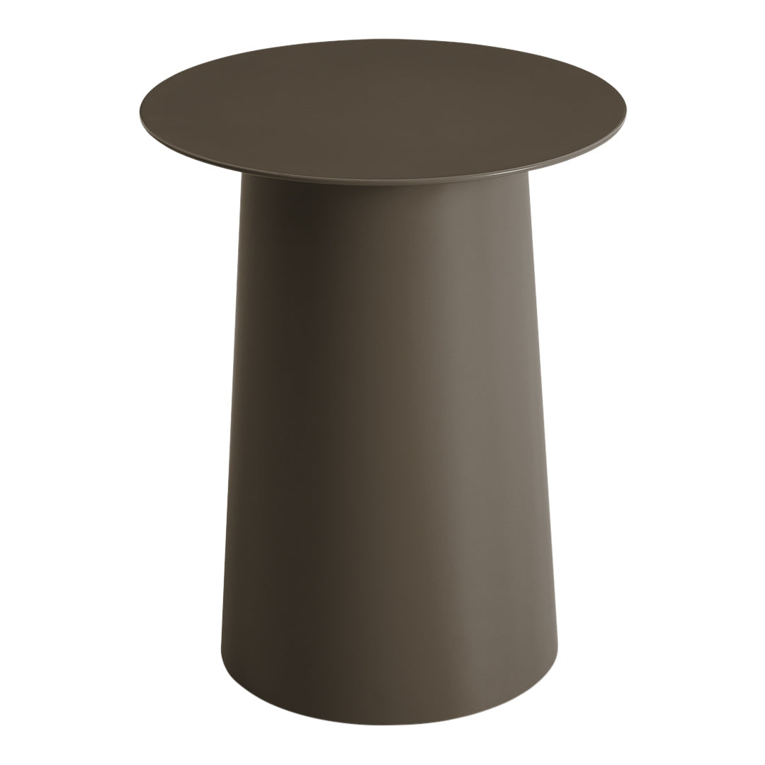 Round charcoal gray side table with a minimalist solid design, perfect for contemporary decor.