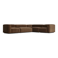 "Modern sectional sofa in rich chocolate brown with a sleek, minimalist design."
