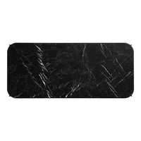 Black marble mat with striking white veining pattern, sleek rectangular design, perfect for modern decor.