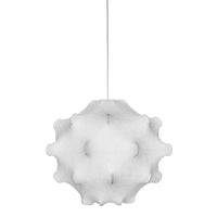 White pendant lamp featuring a textured, organic shape and soft, rounded edges, enhancing modern decor.
