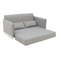 Gray upholstered sofa bed with a minimalist design and subtle textured pattern. Perfect for modern interiors.