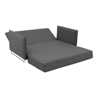 Gray two-tone fabric sofa bed with sleek, minimalist design and clean lines. Perfect for modern interiors.