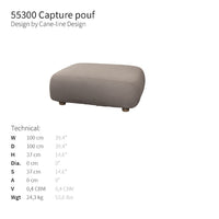 Taupe Capture pouf with a smooth, modern fabric texture, perfect for contemporary interior designs.