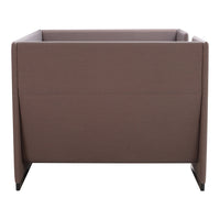 Brown upholstered square planter with smooth, minimalist design and clean lines. Ideal for modern decor.