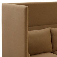 Brown upholstery with a smooth texture, featuring a simple, elegant design and clean lines.