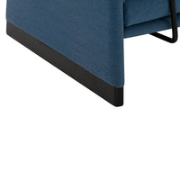 Blue textured fabric with a sleek black base design, perfect for modern decor.