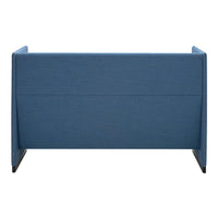"Solid blue fabric upholstery with a smooth texture and minimalistic design, showcasing a modern style."