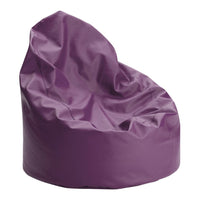 "Solid purple bean bag chair with a sleek, smooth finish and soft, crumpled texture."