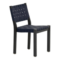 Navy woven seat with black frame, featuring a modern geometric pattern for a stylish look in any space.