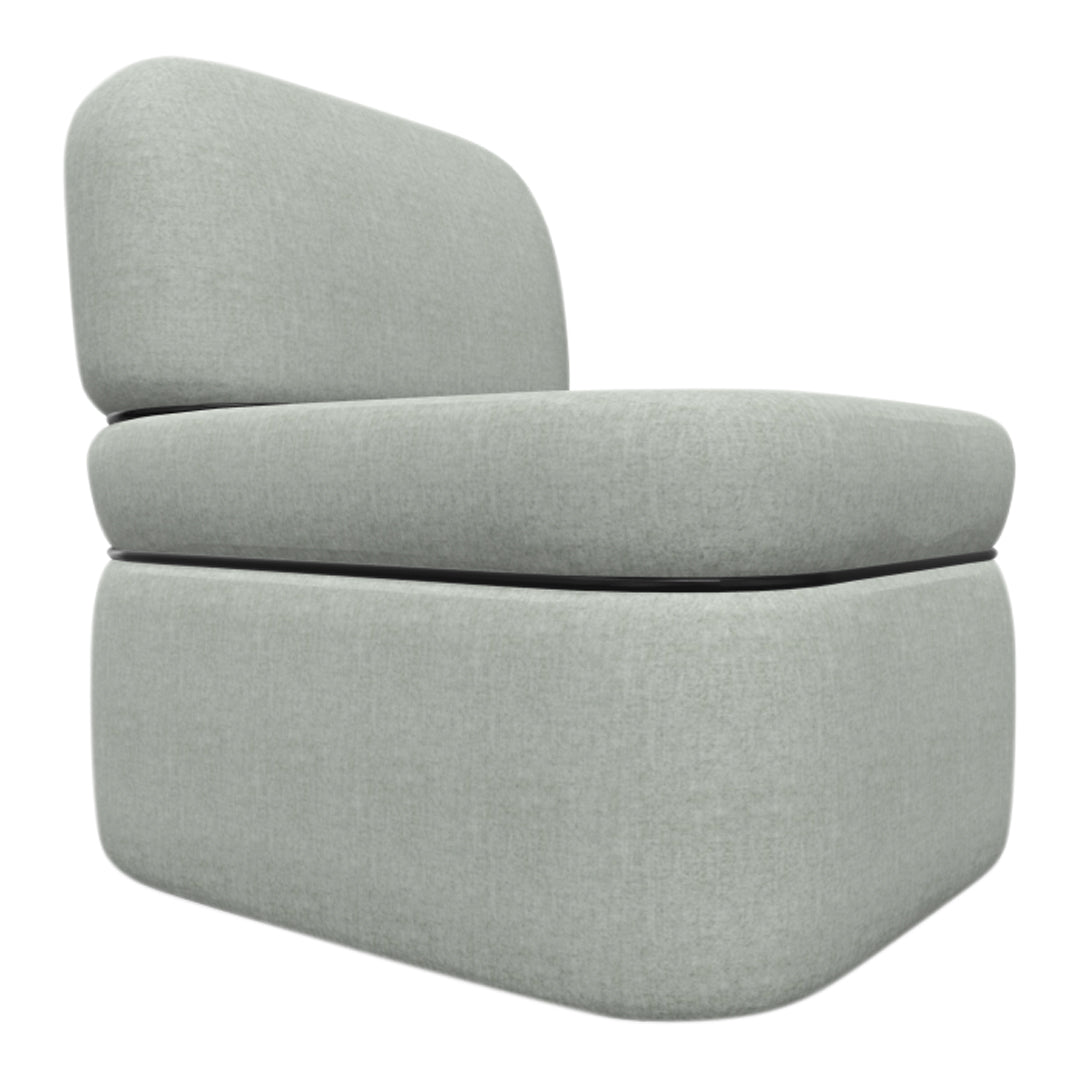 Light gray modular chair with a smooth, textured fabric and minimalist design. Perfect for modern decor.