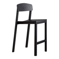 Minimalist black wooden chair with a sleek design and smooth finish, ideal for modern interiors.