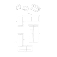Detailed line drawing of a sectional sofa with a minimalist design in neutral tones. Ideal for modern interiors.