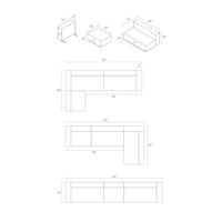 Blueprint of a modern furniture piece featuring a sleek design with clean lines and a minimalist appearance.