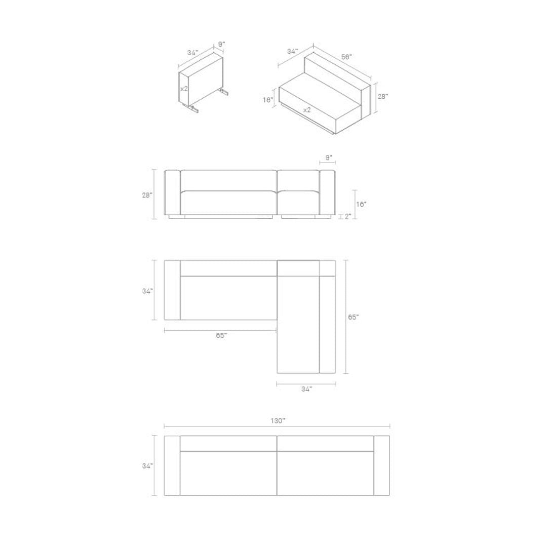 "Blueprint design of a modern sectional sofa in neutral tones and linear patterns."