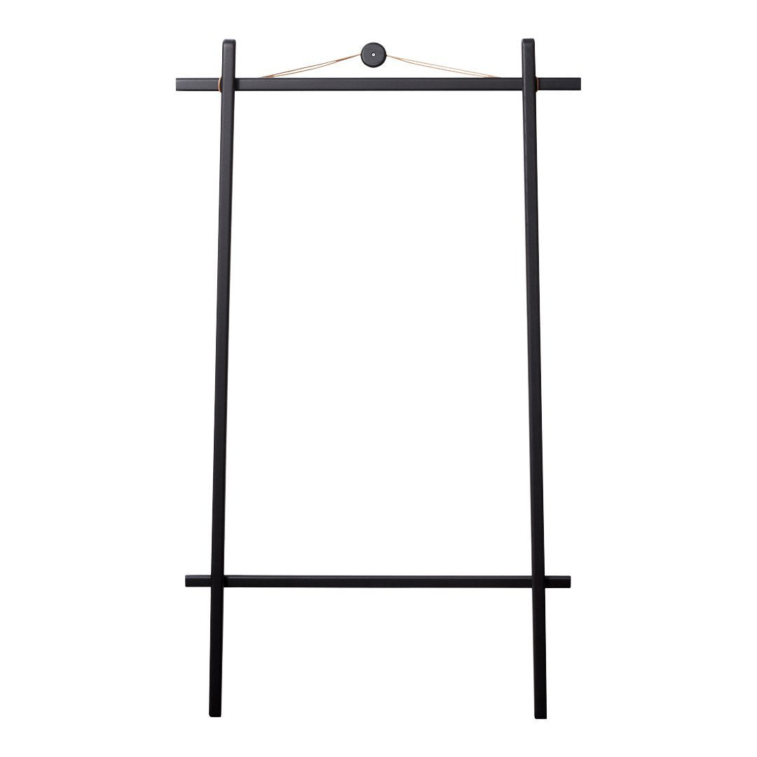 Black minimalist frame with simple geometric lines and a natural rope hanger. Perfect for modern decor.