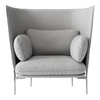 Light gray armchair with smooth fabric, rounded cushions, and a sleek, modern silhouette. Perfect for contemporary decor.