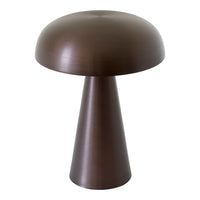 Brown mushroom-shaped lamp with a smooth, matte finish and a minimalist design. Perfect for modern decor.