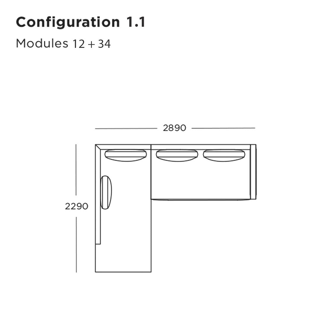 "Modern L-shaped kitchen design with sleek white surfaces and minimalistic gray accents."