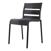 Black striped dining chair with sleek lines and a modern design. Perfect for contemporary interiors.