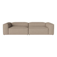 Taupe sectional sofa with a minimalist design and soft, textured fabric. Ideal for modern living spaces.