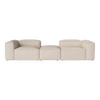 Light beige modular sofa with a minimalist design and textured fabric pattern. Perfect for modern living spaces.