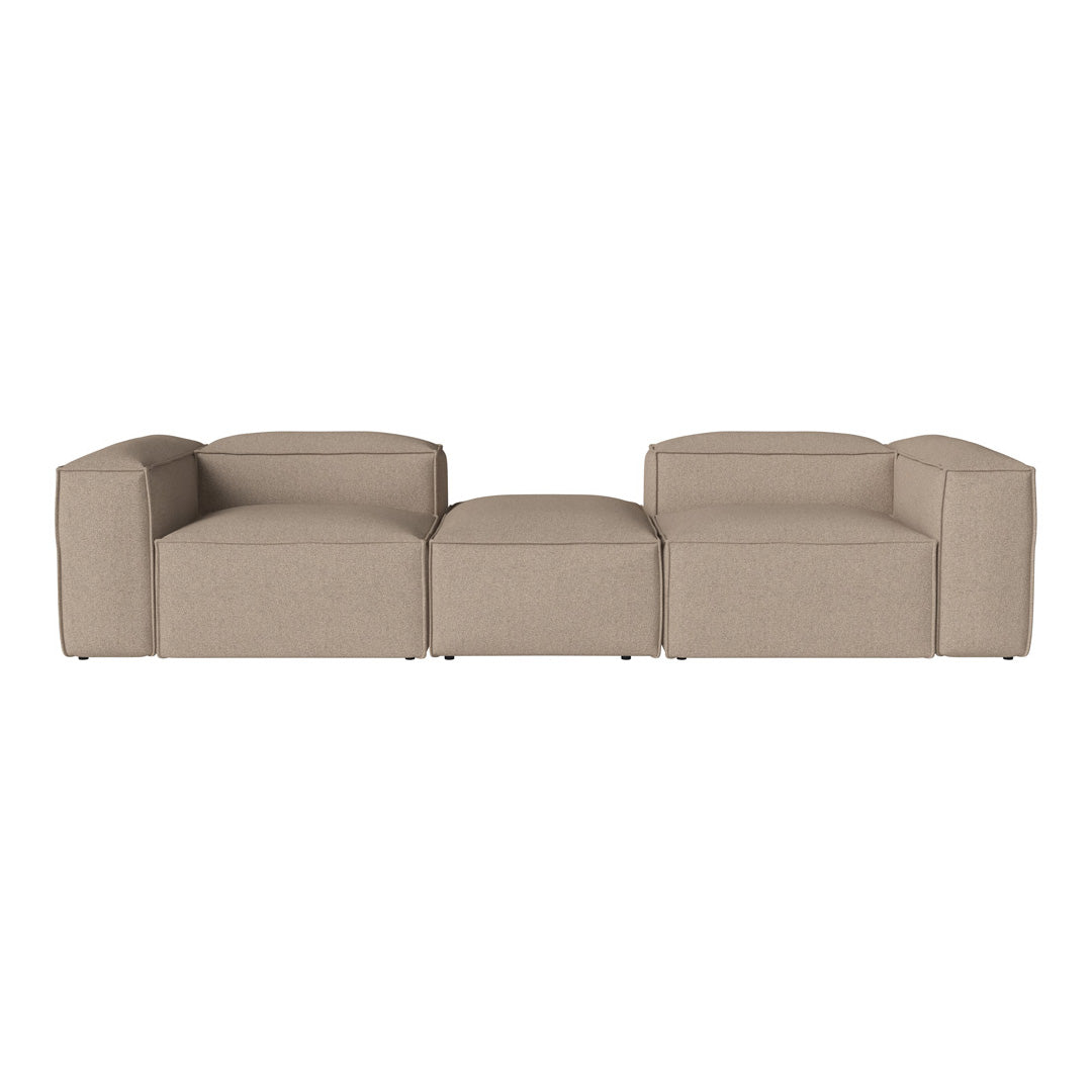 Beige modular sofa with a smooth, textured fabric and clean, modern lines perfect for any contemporary space.