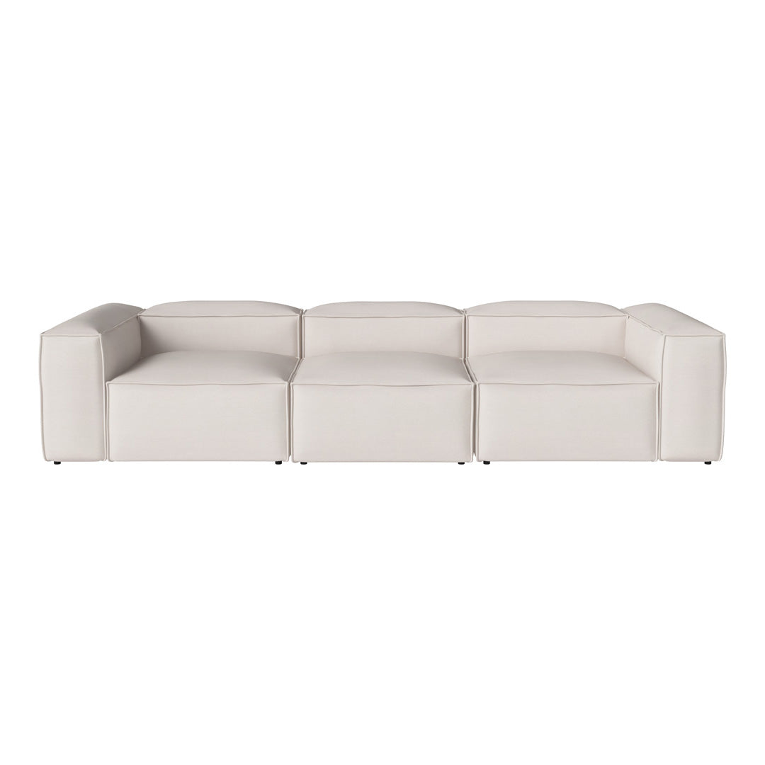 Modern white sectional sofa with sleek, minimalistic design and smooth, seamless upholstery. Perfect for contemporary spaces.