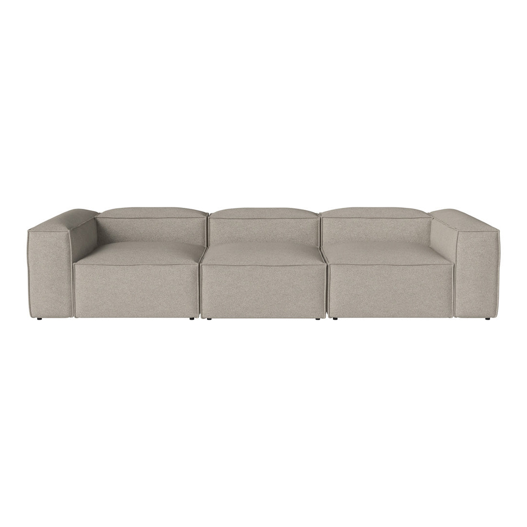 Light gray modular sofa with a simple, contemporary design and clean lines, perfect for modern interiors.