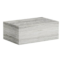 Gray rectangular block with subtle horizontal striations, offering a modern, minimalist design.