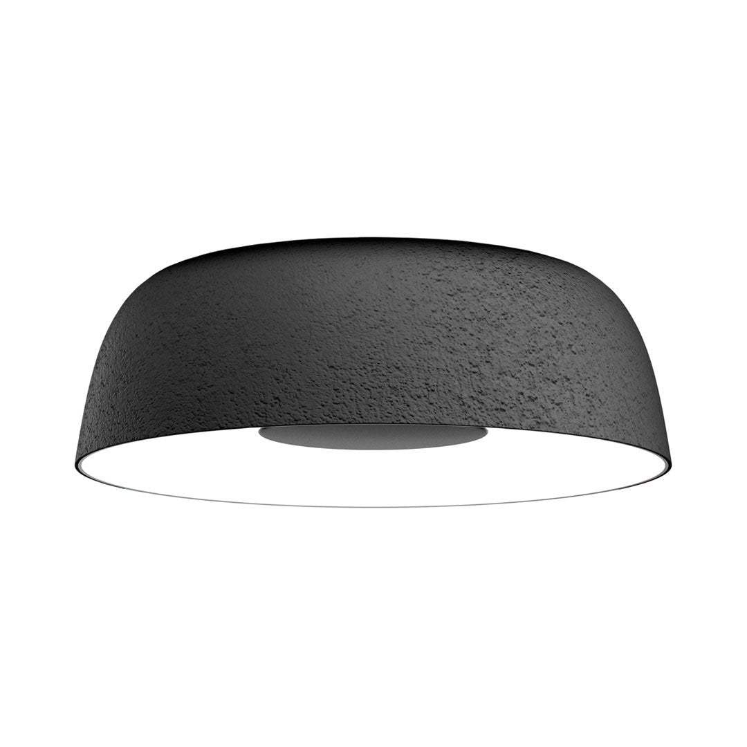 Sleek black dome ceiling light with a textured matte finish, perfect for modern decor.