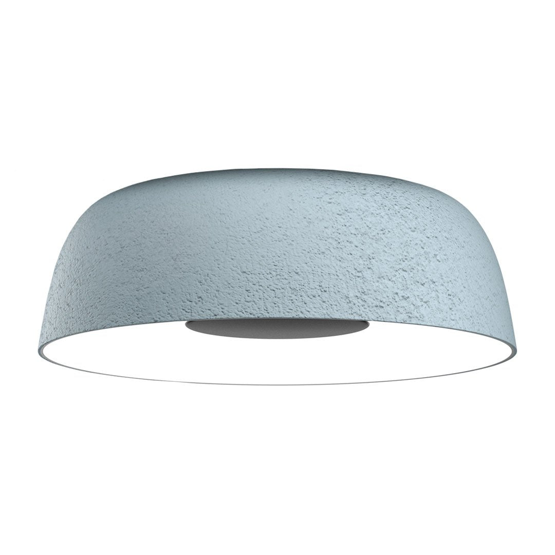 Light blue textured ceiling lamp with a smooth circular design, perfect for modern decor.
