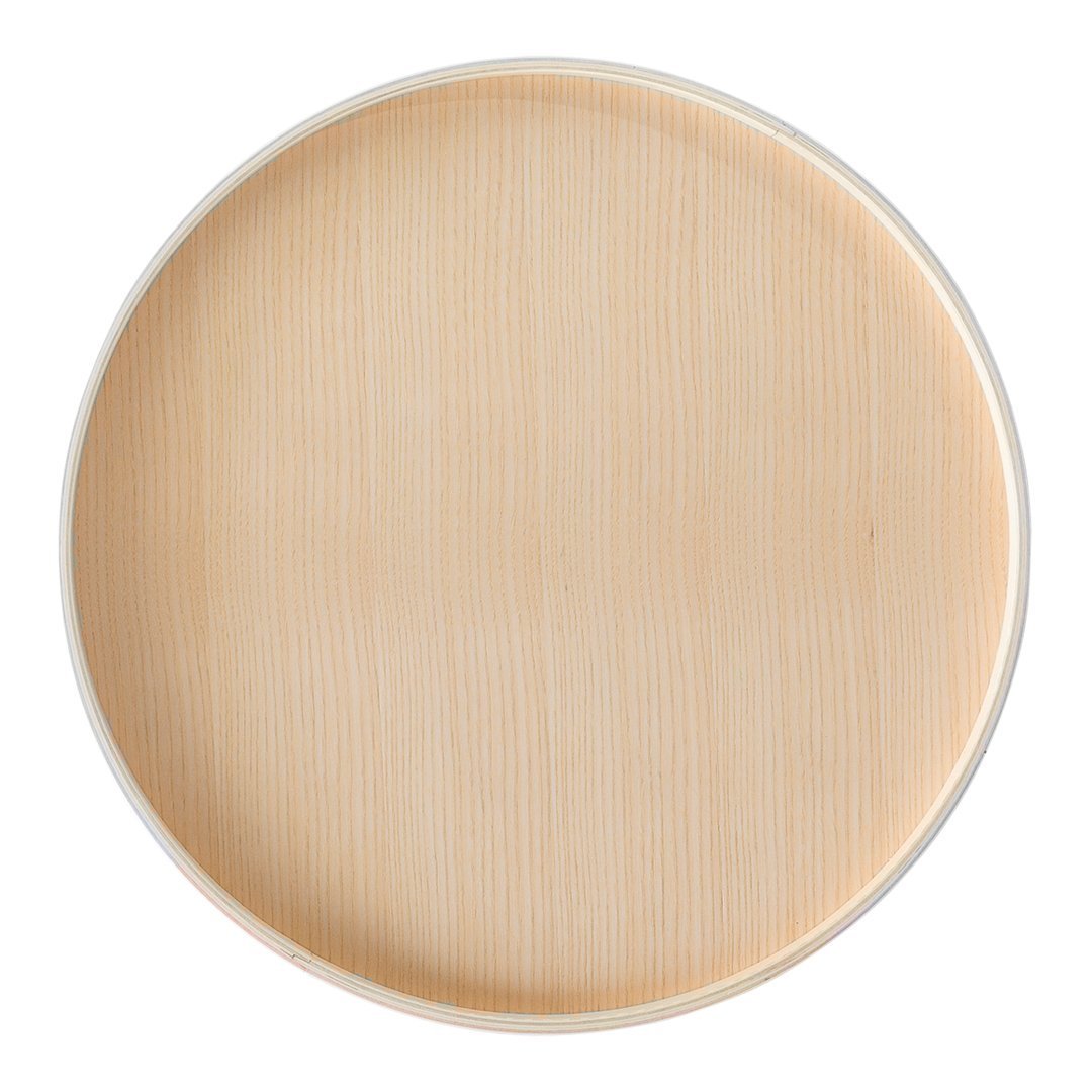Light beige plate with subtle vertical stripes and a smooth white rim, perfect for modern dining.