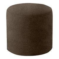 Round, textured pouf in rich brown color, perfect for stylish home decor.