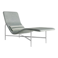 Light gray chaise lounge with a smooth, minimalist design and subtle stripe detailing. Perfect for modern interiors.