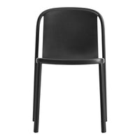 Sleek black chair with a minimalist design and smooth, solid finish. Ideal for modern decor.