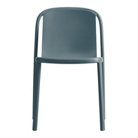 Solid gray dining chair with a minimalist design, featuring smooth, sleek lines for a contemporary look.