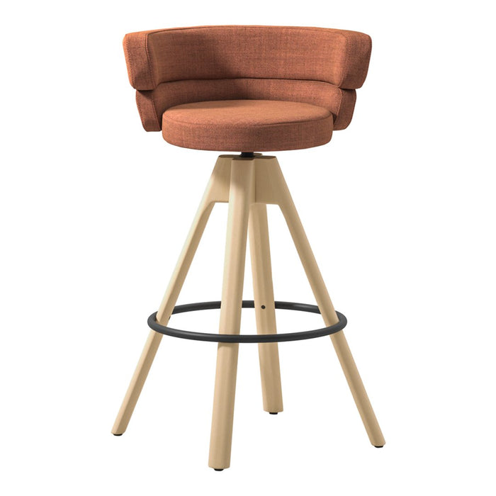 Dam Bar Stool - Swivel Wood Frame - Upholstered
