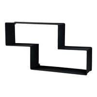 Black geometric wall shelf with a modern zigzag design and clean lines. Ideal for contemporary decor.