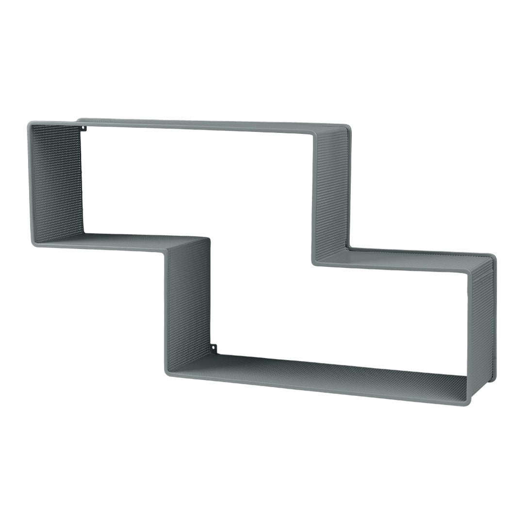 Gray zigzag shelf with a modern, minimalist design and smooth matte finish, perfect for stylish home decor.