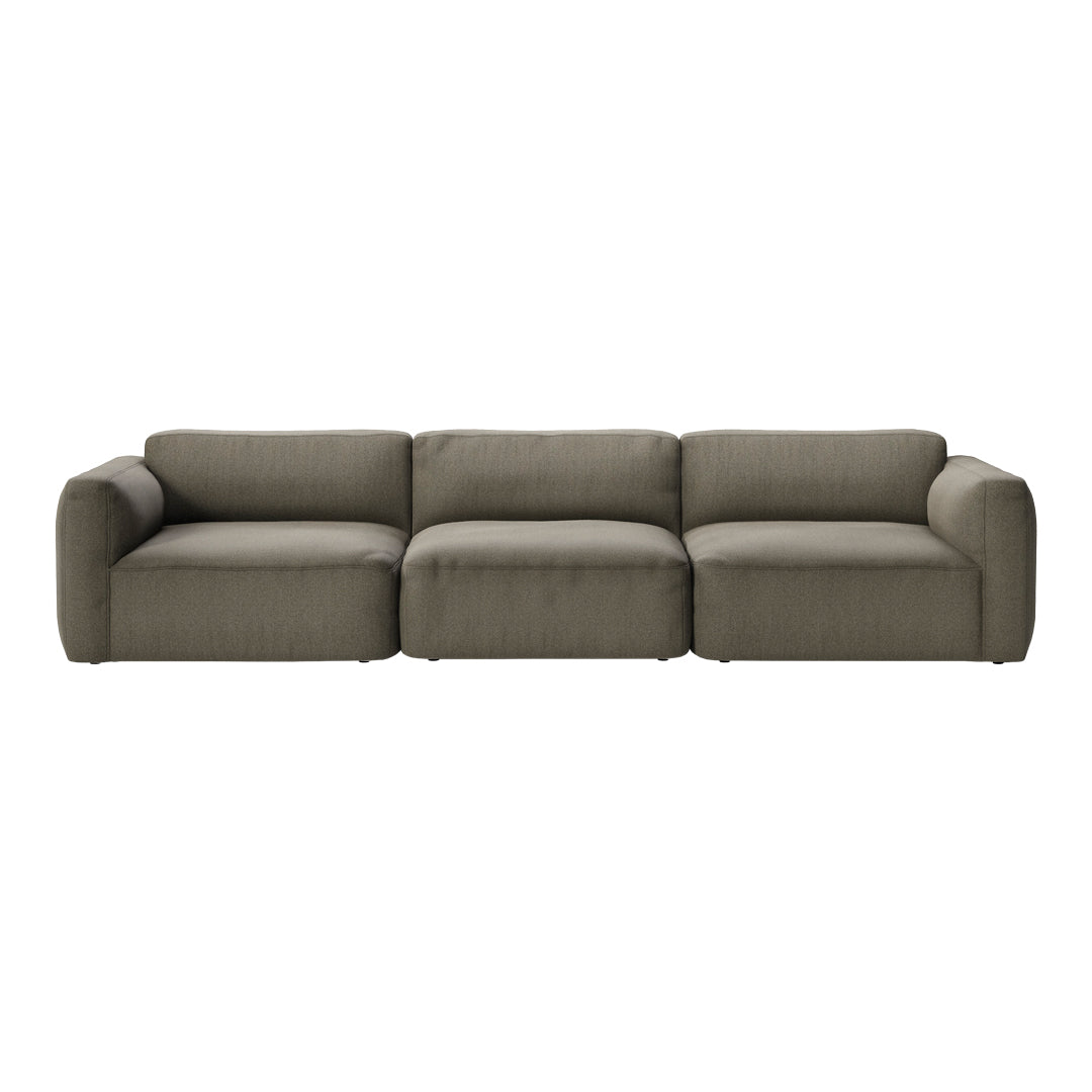 Soft gray modular sofa with clean lines and a textured fabric pattern for stylish living spaces.