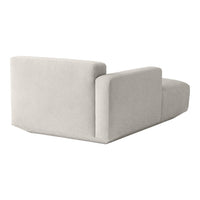 Light beige, textured fabric sectional sofa with modern, minimalist design and clean lines. No patterns.