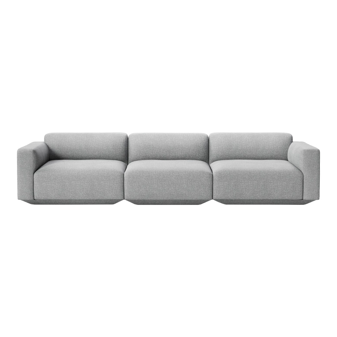 Soft gray modular sofa with clean lines and a minimalist design, perfect for modern living spaces.
