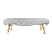 Light gray outdoor table cover with a sleek design and natural wooden legs. Perfect for stylish protection.