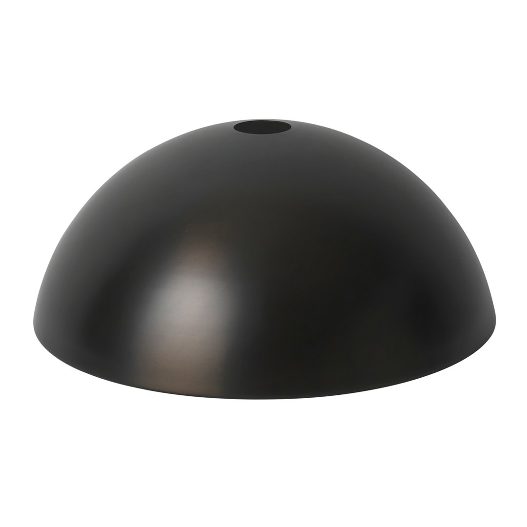 Black matte dome-shaped vase with a smooth surface and a central opening. Modern design for stylish home decor.