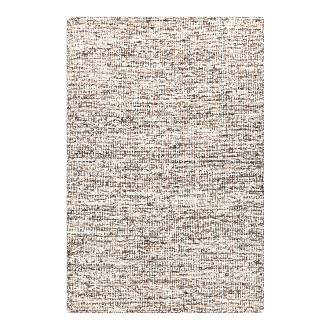 Neutral-toned textured rug with soft cream and brown speckled pattern, ideal for versatile home decor.
