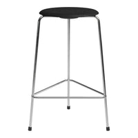 Black round seat with a sleek chrome frame, minimalist design and stable legs, ideal for modern interiors.
