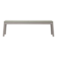 Light gray bench with a sleek, minimal design and smooth finish, perfect for modern decor.